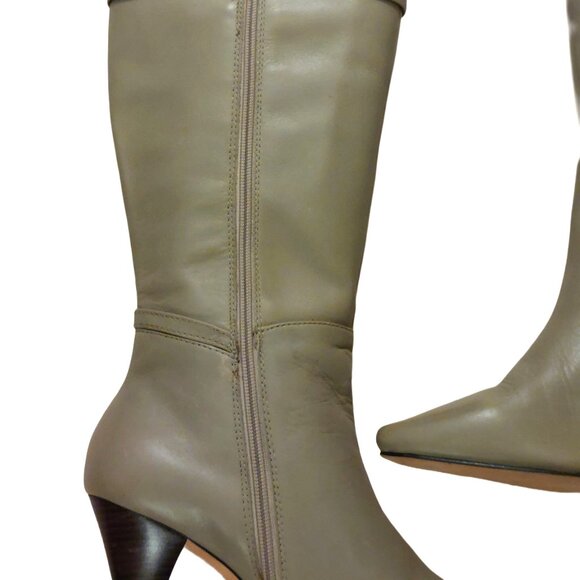 BCBGMAXAZARIA Khaki Beige Leather Boots Size 7.5 $434 - Picture 5 of 11